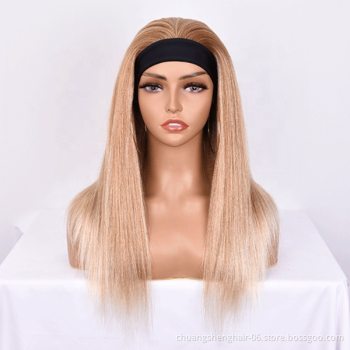 Hot sale supplier synthetic headband straight long wigs for black women 20 inches high quality No Glue toupee hair
